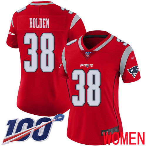 New England Patriots Football 38 100th Season Limited Red Women Brandon Bolden NFL Jersey
